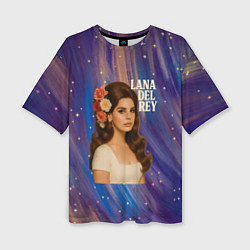 Женская футболка оверсайз Lana Del Rey с цветами в волосах