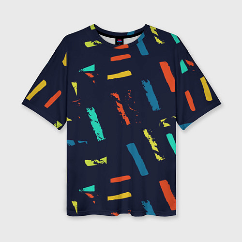 Женская футболка оверсайз Абстрактные разноцветные пятна в ретро стиле / 3D-принт – фото 1