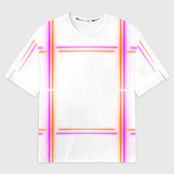 Женская футболка оверсайз Neon white orange pink