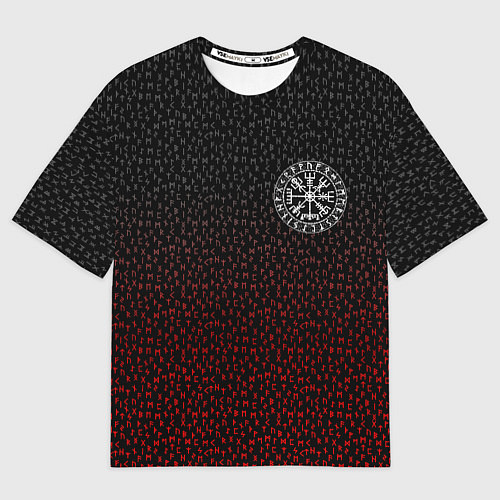 Женская футболка оверсайз Компас викингов вегвизир в рунах - символ удачи / 3D-принт – фото 1