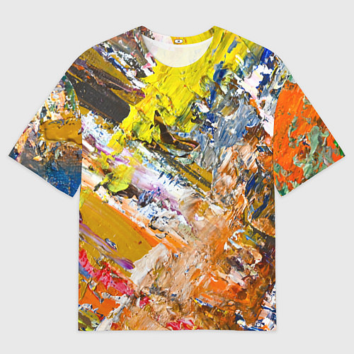 Женская футболка оверсайз Живая Абстракция: Поток Цветов и Форм в Постоянном / 3D-принт – фото 1