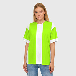 Футболка оверсайз женская Color light green white stripes, цвет: 3D-принт — фото 2