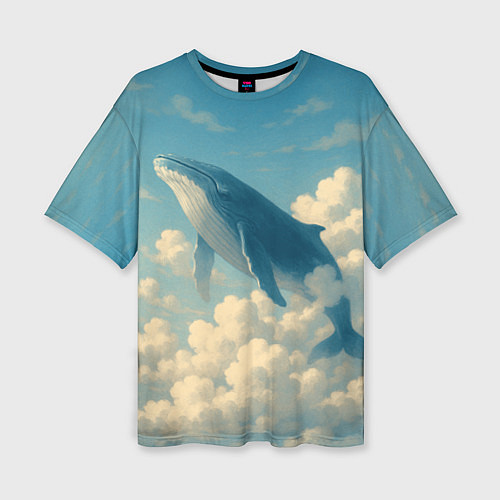 Женская футболка оверсайз Кит в облаках / 3D-принт – фото 1