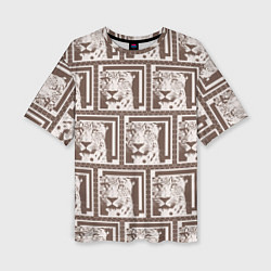 Футболка оверсайз женская Леопард в кофейном, цвет: 3D-принт