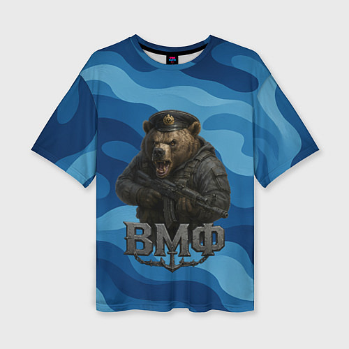 Женская футболка оверсайз ВМФ медведь / 3D-принт – фото 1