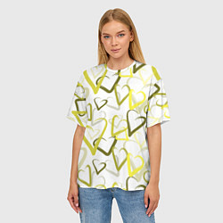 Футболка оверсайз женская Зеленые сердца, цвет: 3D-принт — фото 2