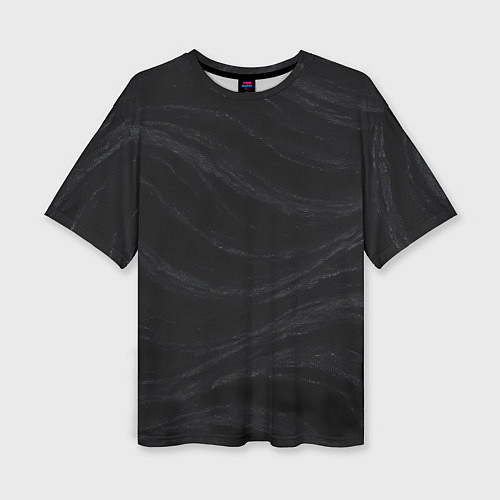 Женская футболка оверсайз Черная волнистая текстура / 3D-принт – фото 1