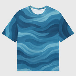 Футболка оверсайз женская Камуфляжные синие волны, цвет: 3D-принт