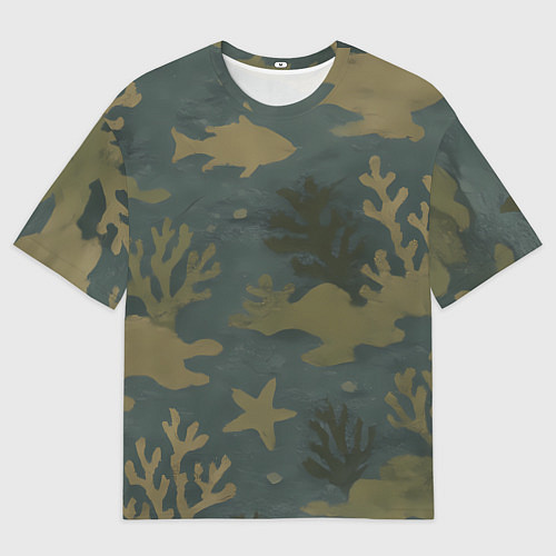 Женская футболка оверсайз Подводный камуфляж из рыб / 3D-принт – фото 1