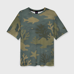 Футболка оверсайз женская Подводный камуфляж из рыб, цвет: 3D-принт
