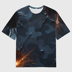 Футболка оверсайз женская Камуфляжная текстура с дырами, цвет: 3D-принт