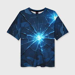 Женская футболка оверсайз Синий камуфляж со вспышками