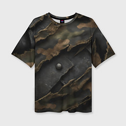 Футболка оверсайз женская Камуфляжная ткань на металле, цвет: 3D-принт