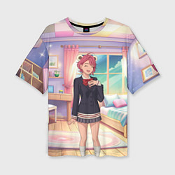 Футболка оверсайз женская Дандадан Сиратори Айра смущается, цвет: 3D-принт