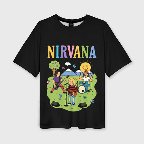 Женская футболка оверсайз Нирвана мультяшный стиль / 3D-принт – фото 1