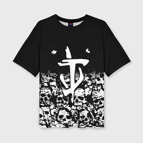 Женская футболка оверсайз Doom черепа / 3D-принт – фото 1