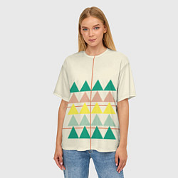 Футболка оверсайз женская Абстрактный лес - треугольники на светлом, цвет: 3D-принт — фото 2