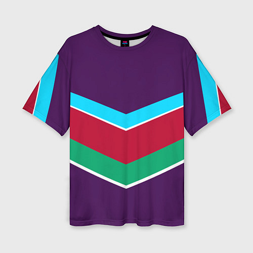 Женская футболка оверсайз Фиолетовый с полосами / 3D-принт – фото 1
