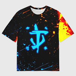 Футболка оверсайз женская Doom лёд и пламя краски, цвет: 3D-принт