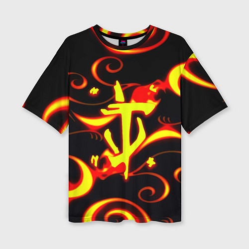Женская футболка оверсайз Doom dragon steel fire / 3D-принт – фото 1