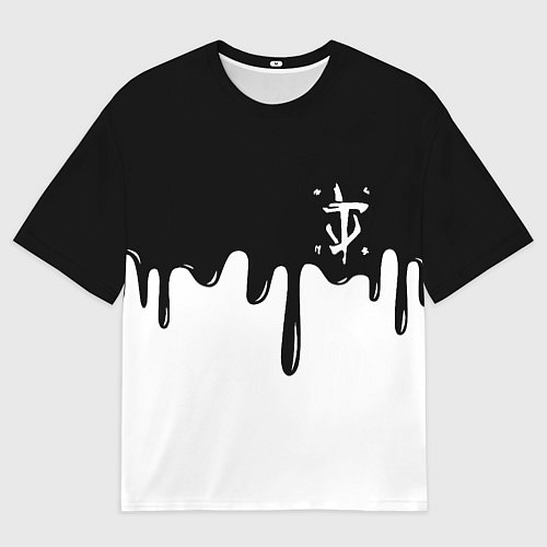 Женская футболка оверсайз Doom logo жидкие краски / 3D-принт – фото 1