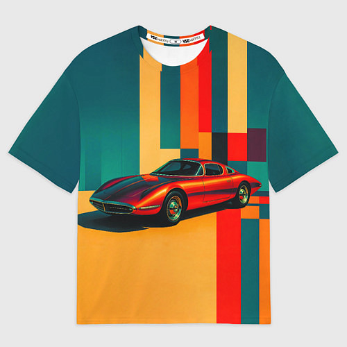 Женская футболка оверсайз Спорткар ретрофутуризм поп-арт 1970-е / 3D-принт – фото 1