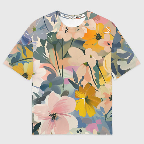 Женская футболка оверсайз Цветы цветочки / 3D-принт – фото 1