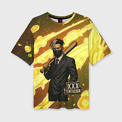 Футболка оверсайз женская XXXTentacion в пиджаке с битой, цвет: 3D-принт