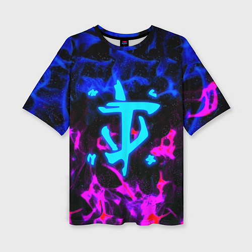 Женская футболка оверсайз Doom неоновый дым / 3D-принт – фото 1