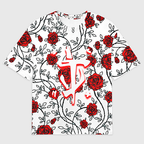 Женская футболка оверсайз Doom розы / 3D-принт – фото 1