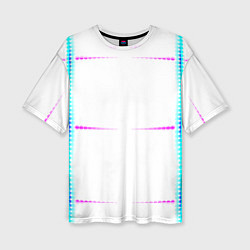 Женская футболка оверсайз Color white blue pink stripes