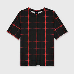 Женская футболка оверсайз Color black red crosses