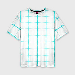 Женская футболка оверсайз Color white light blue crosses