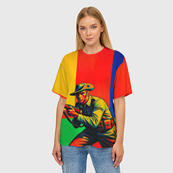 Футболка оверсайз женская Австралийский ретро солдат поп-арт, цвет: 3D-принт — фото 2