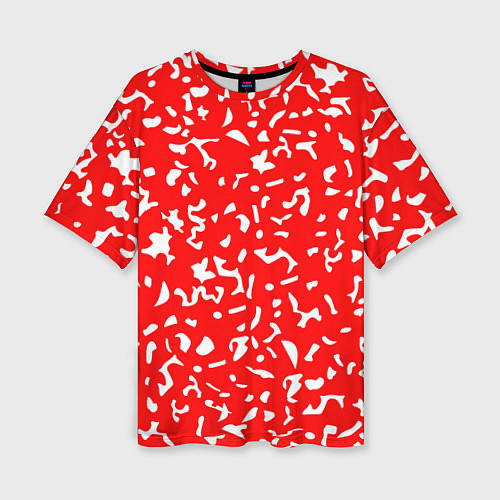Женская футболка оверсайз Красный яркий камуфляж / 3D-принт – фото 1