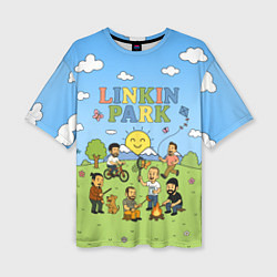Женская футболка оверсайз Linkin Park мультяшный стиль на поляне