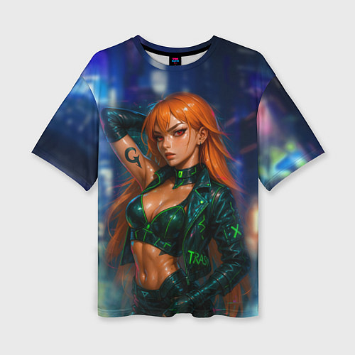 Женская футболка оверсайз Нами киберпанк реализм / 3D-принт – фото 1