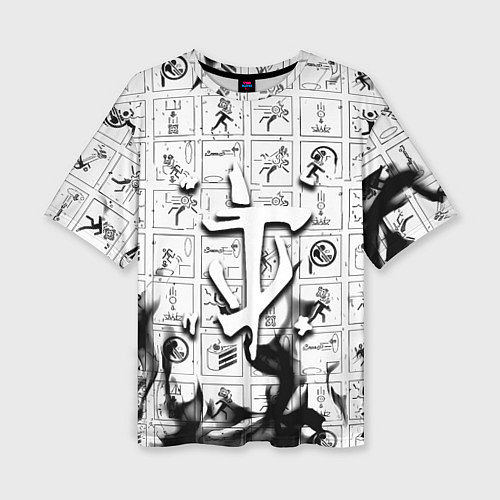 Женская футболка оверсайз Doom x portal fire / 3D-принт – фото 1