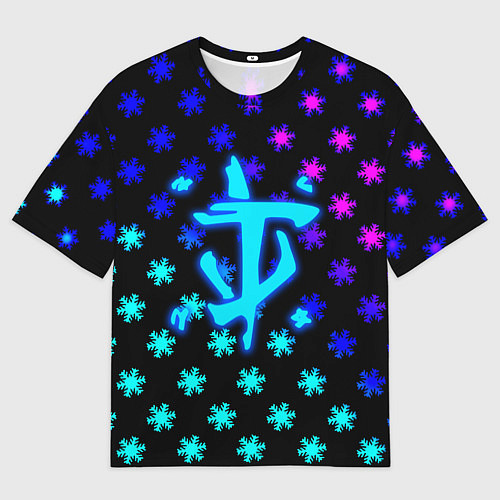 Женская футболка оверсайз Doom winter neon / 3D-принт – фото 1