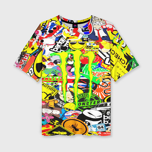 Женская футболка оверсайз Monster energy бренды / 3D-принт – фото 1
