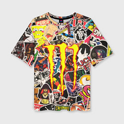 Футболка оверсайз женская Monster energy stikers logo, цвет: 3D-принт