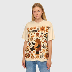 Футболка оверсайз женская Мишка пляшет, цвет: 3D-принт — фото 2