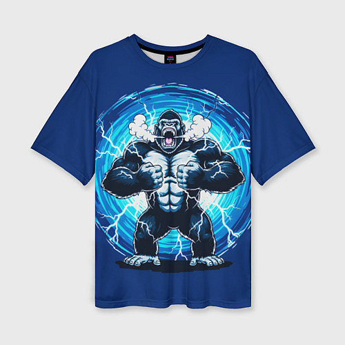 Женская футболка оверсайз Горилла показывает свою силу / 3D-принт – фото 1