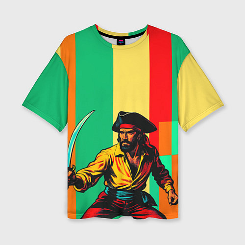 Женская футболка оверсайз Пират поп-арт / 3D-принт – фото 1