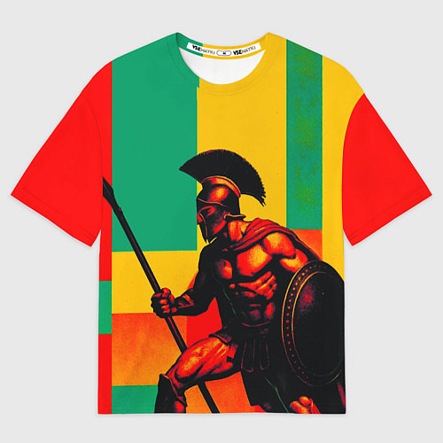 Женская футболка оверсайз Спартанский воин поп-арт / 3D-принт – фото 1