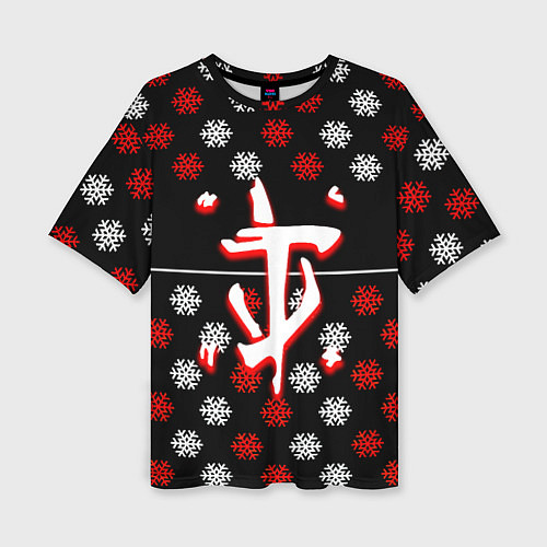 Женская футболка оверсайз Doom winter pattern steel / 3D-принт – фото 1