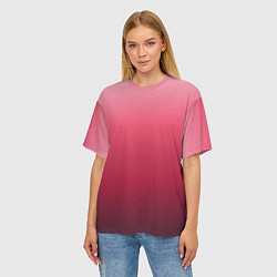 Футболка оверсайз женская Градиент гранатовый, цвет: 3D-принт — фото 2