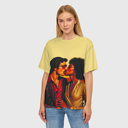 Футболка оверсайз женская Диско поцелуй поп-арт 1970-е, цвет: 3D-принт — фото 2