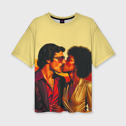 Женская футболка оверсайз Диско поцелуй поп-арт 1970-е / 3D-принт – фото 1