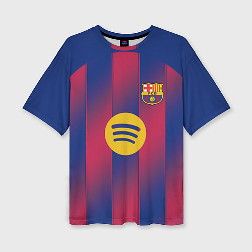 Женская футболка оверсайз Барселона домашняя форма 2025 2026 / 3D-принт – фото 1